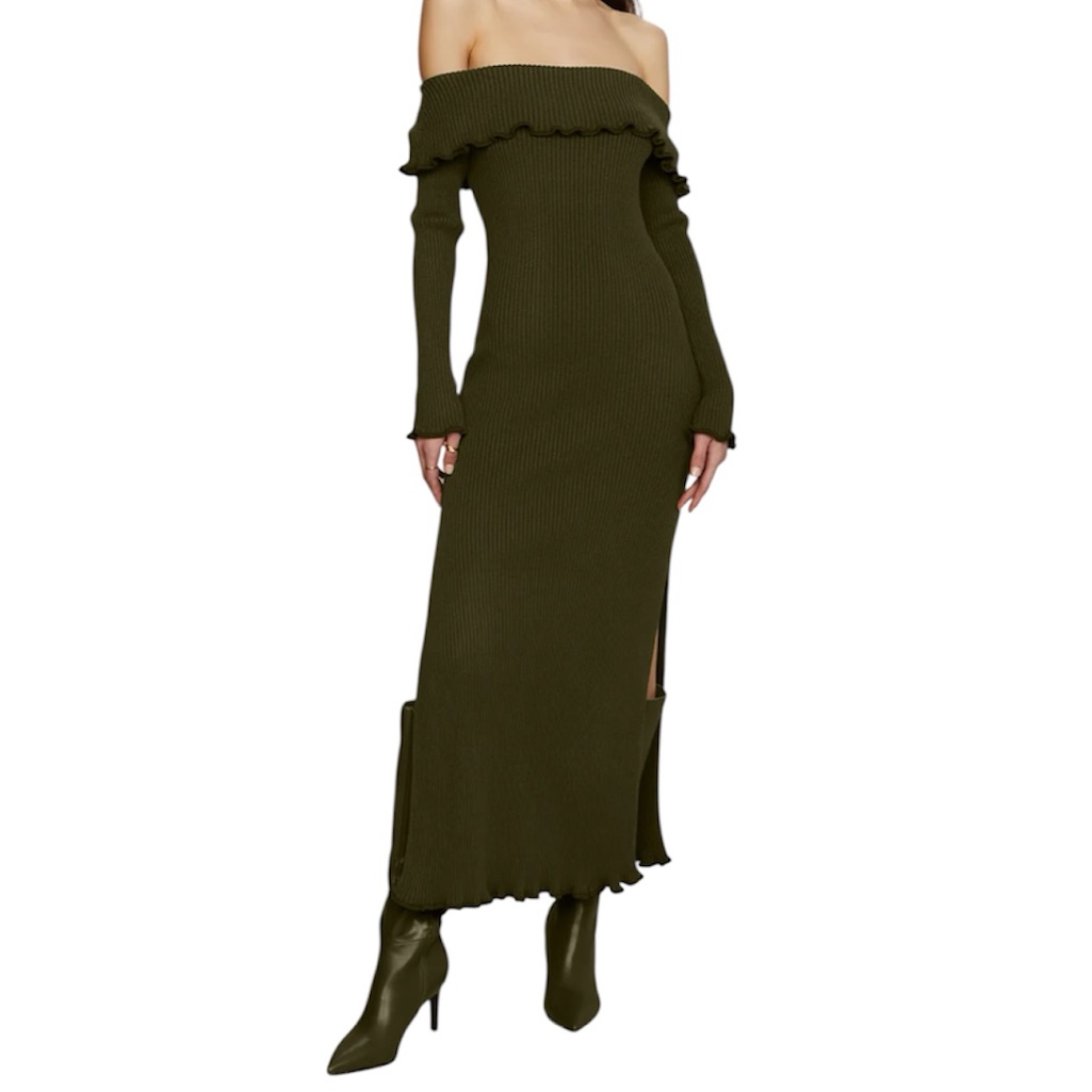 Nwt Amur Meadow Lettuce Edge Midi Dress In Kalamata Size S